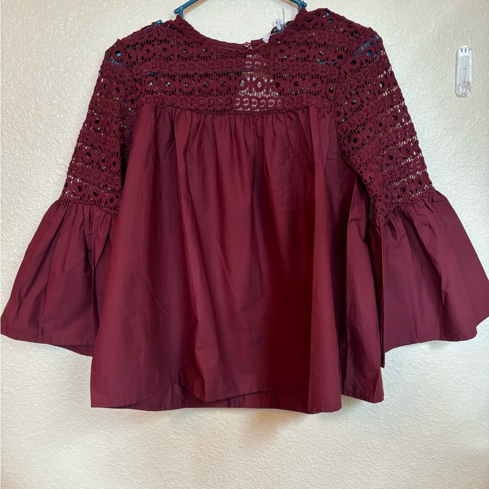 Endless Rose Burgundy Lace Blouse NWT